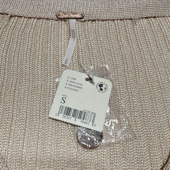 Free People Game On Cardigan Cream Beige Cardi White Swan Size S Small NWT - Picture 5 of 10